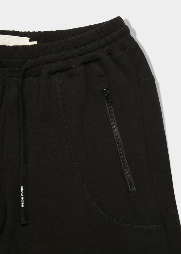 Bermuda Moletom Ziper Preto