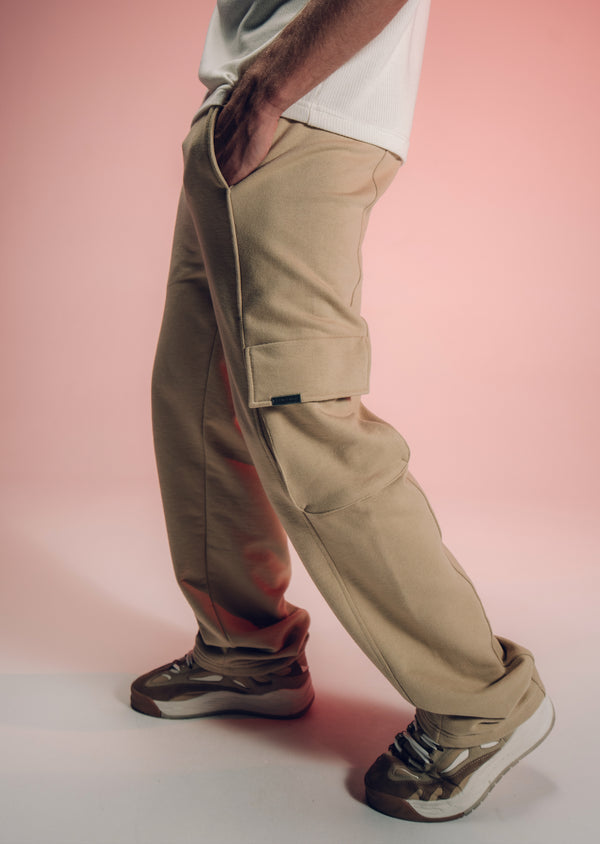 Calça Moletom Cargo Bege