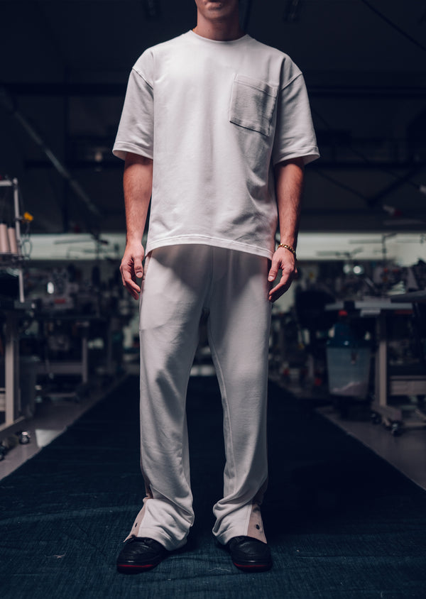 Calça Moletom Découper Bicolore – Off White/Beige