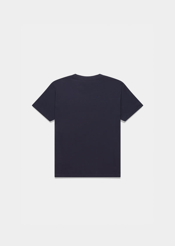 T-Shirt Pima Interloque Gola Média Azul Marinho