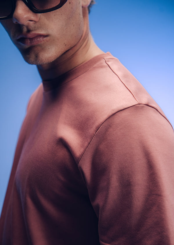 T-Shirt Pima Interloque Gola Média Terracota