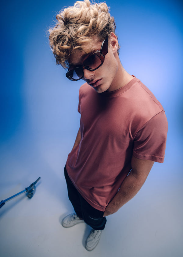 T-Shirt Pima Interloque Gola Média Terracota