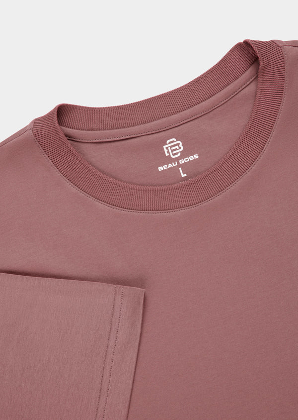 T-Shirt Pima Interloque Gola Média Terracota