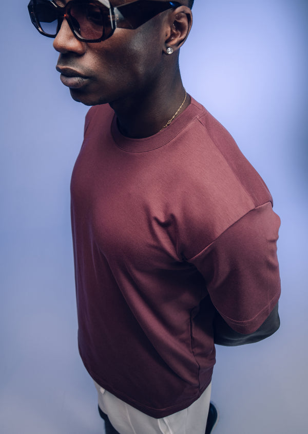 T-Shirt Pima Interloque Gola Média Vinho