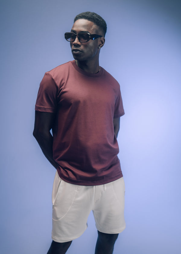 T-Shirt Pima Interloque Gola Média Vinho