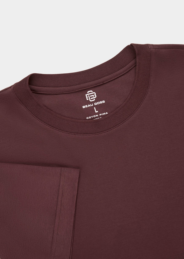 T-Shirt Pima Interloque Gola Média Vinho