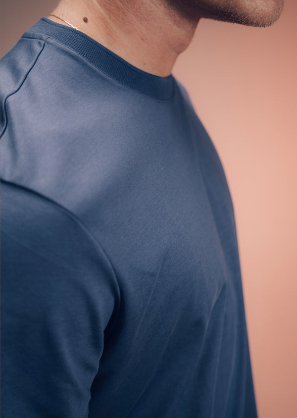 T-Shirt Pima Interloque Gola Média Azul Íris