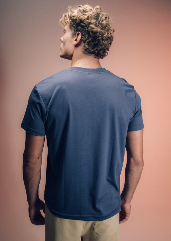 T-Shirt Pima Interloque Gola Média Azul Íris