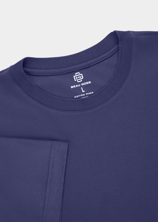 T-Shirt Pima Interloque Gola Média Azul Íris