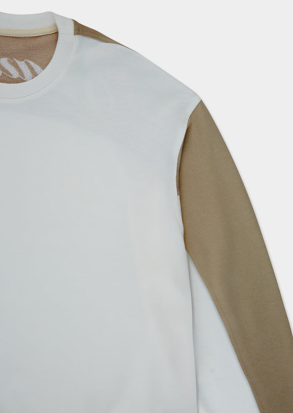 Blusão Moletom Découper Bicolore – Off White/Beige